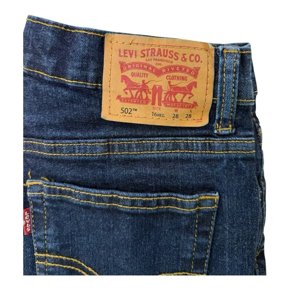 Levis 502 Boys Denim Jeans Sz 16 Reg 28 x 28